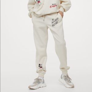 HM Mickey Mouse Cream Joggers Small